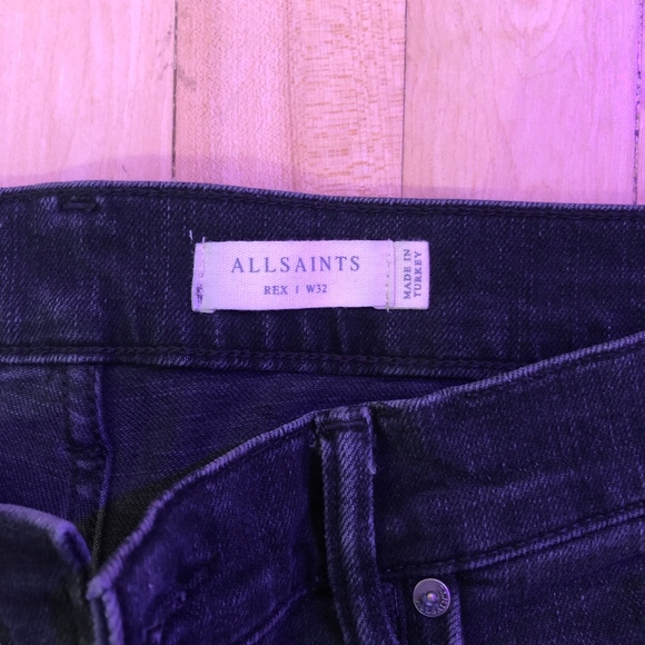 AllSaints Rex Straight Skinny Jeans (Washed Black) - Picture 3 of 5
